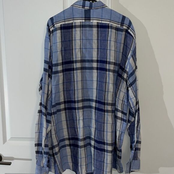 Light Blue 100% Linen Polo by Ralph Lauren LS Marlow Summer Style Shirt XXL spot - Picture 5 of 5